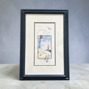 D. Morgan Framed Lighthouse Print "From Far Away A Friendly Light" Nautical  VTG